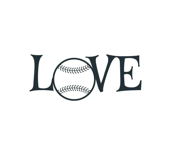 Beisebol softball amor texto vetor logotipo design gráfico —  Vetores de Stock