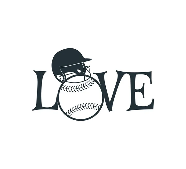 野球ソフトボールはヘルメットとテキストベクトルロゴグラフィックデザインを愛し — ストックベクタ