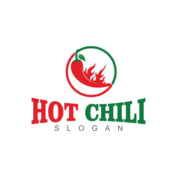 Ide desain logo chili vektor merah panas menyala - Stok Vektor