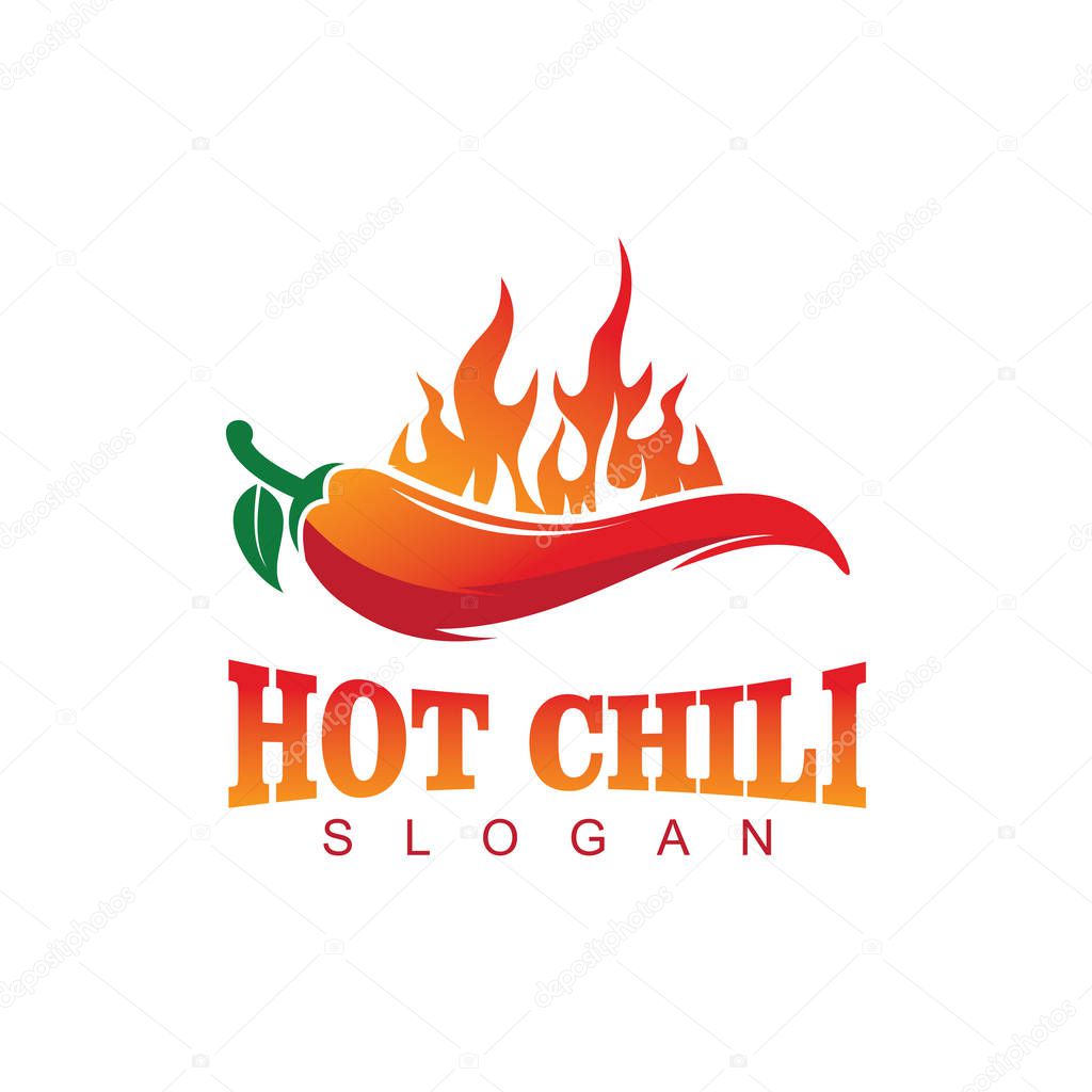 Flaming red hot chili vector logo design concept template