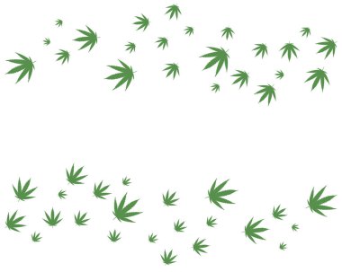 Metin arkaplan tasarımı şablonu için beyaz alanı olan yeşil kenevir kenevir yaprağı vektörü