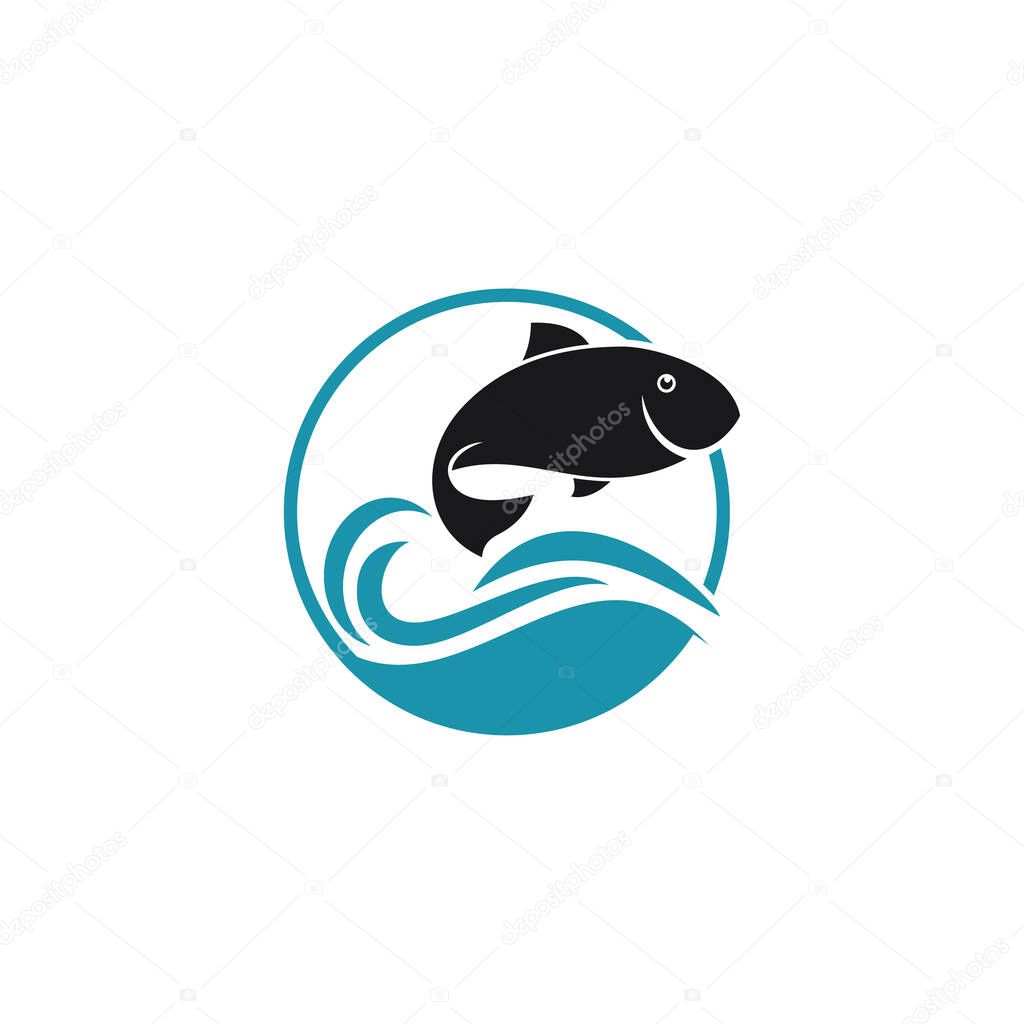 Fish vector logo design template for seafood supply business or fish tank home decoration service