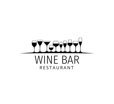 Şarap imalathanesi ve dükkan için çeşitli cam vektör logosu tasarımı şablonu