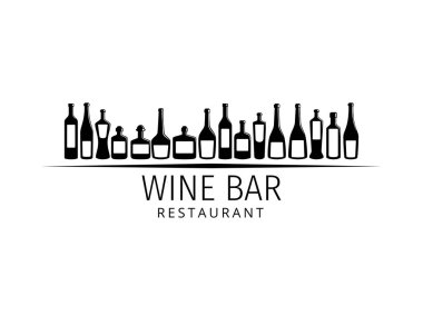 Şaraphane restoranı ve dükkan için çeşitli şarap şişesi vektör logosu tasarımı şablonu