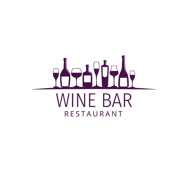Різноманітне Скло Пляшкове Вино Векторний Дизайн Логотипу Виноробного Ресторану Магазину — стоковий вектор