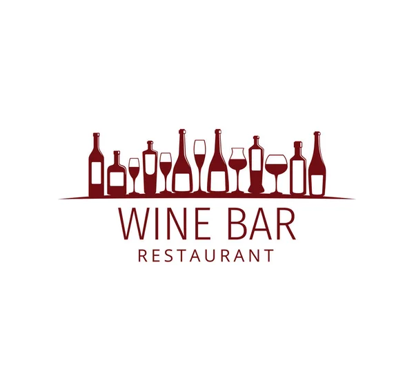 Şaraphane Mağaza Için Çeşitli Cam Şişe Şarap Vektör Logosu Tasarımı — Stok Vektör