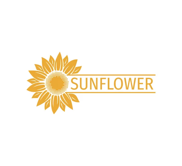 Zonnebloem Vector Logo Ontwerp Concept Template Met Spatiebalk Voor Tekst — Stockvector