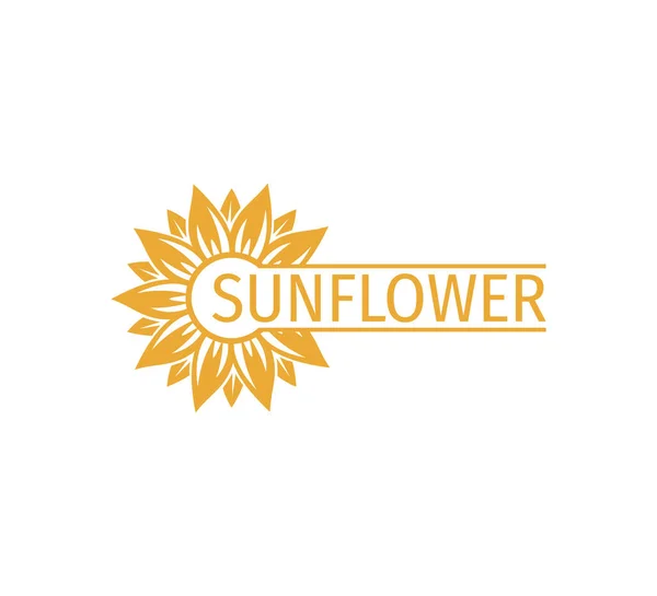 Sunflower Vector Logo Design Concept Template Space Bar Text Writing — Stock Vector