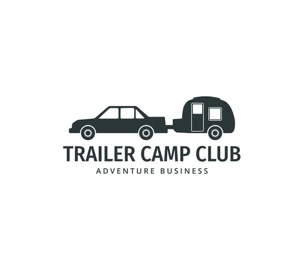 Bil Bogsera Camping Släpvagn För Road Trip Camp Äventyr Vektor — Stock vektor
