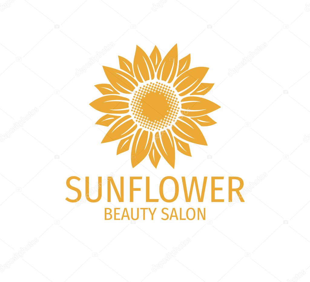 Yellow sunflower vector logo design template concept in white background