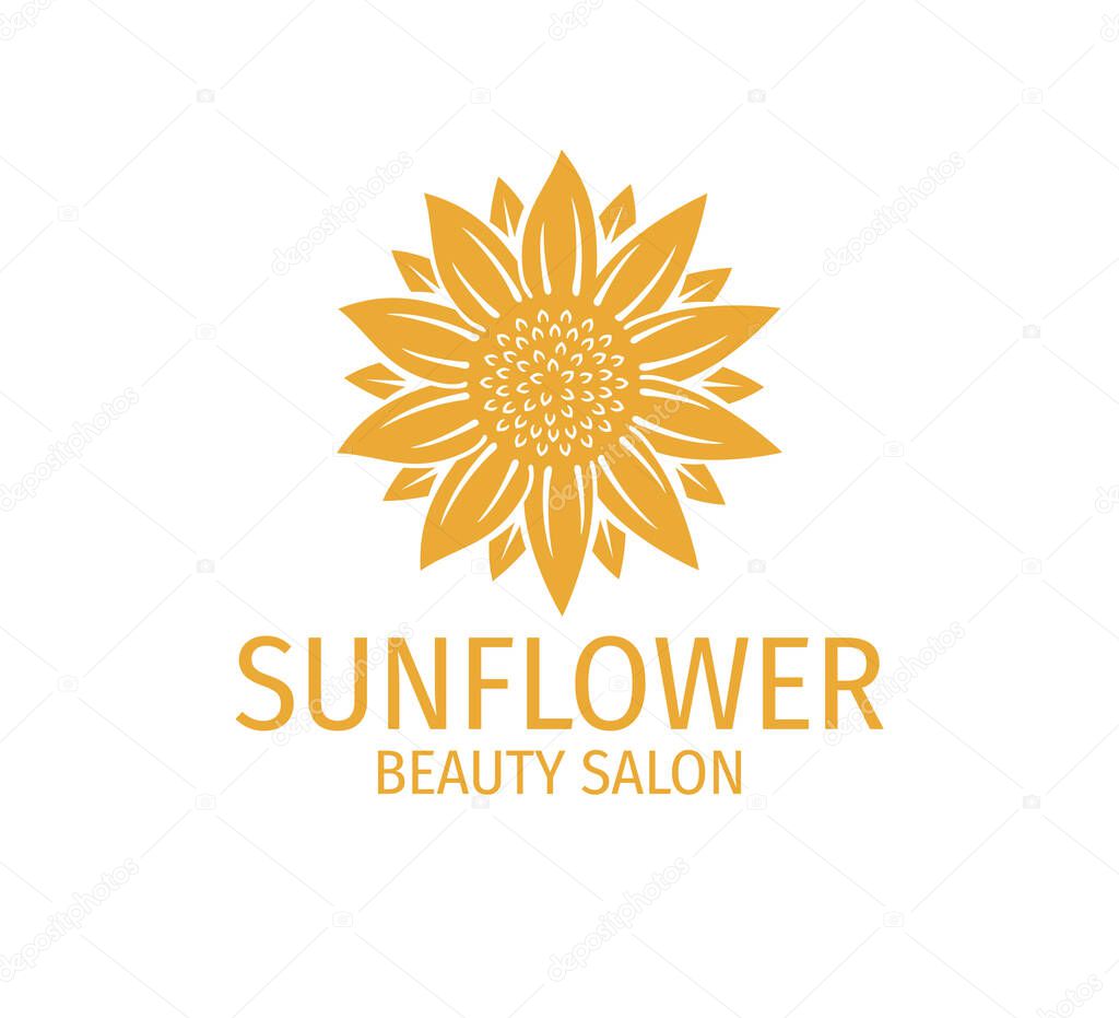 Yellow sunflower vector logo design template concept in white background