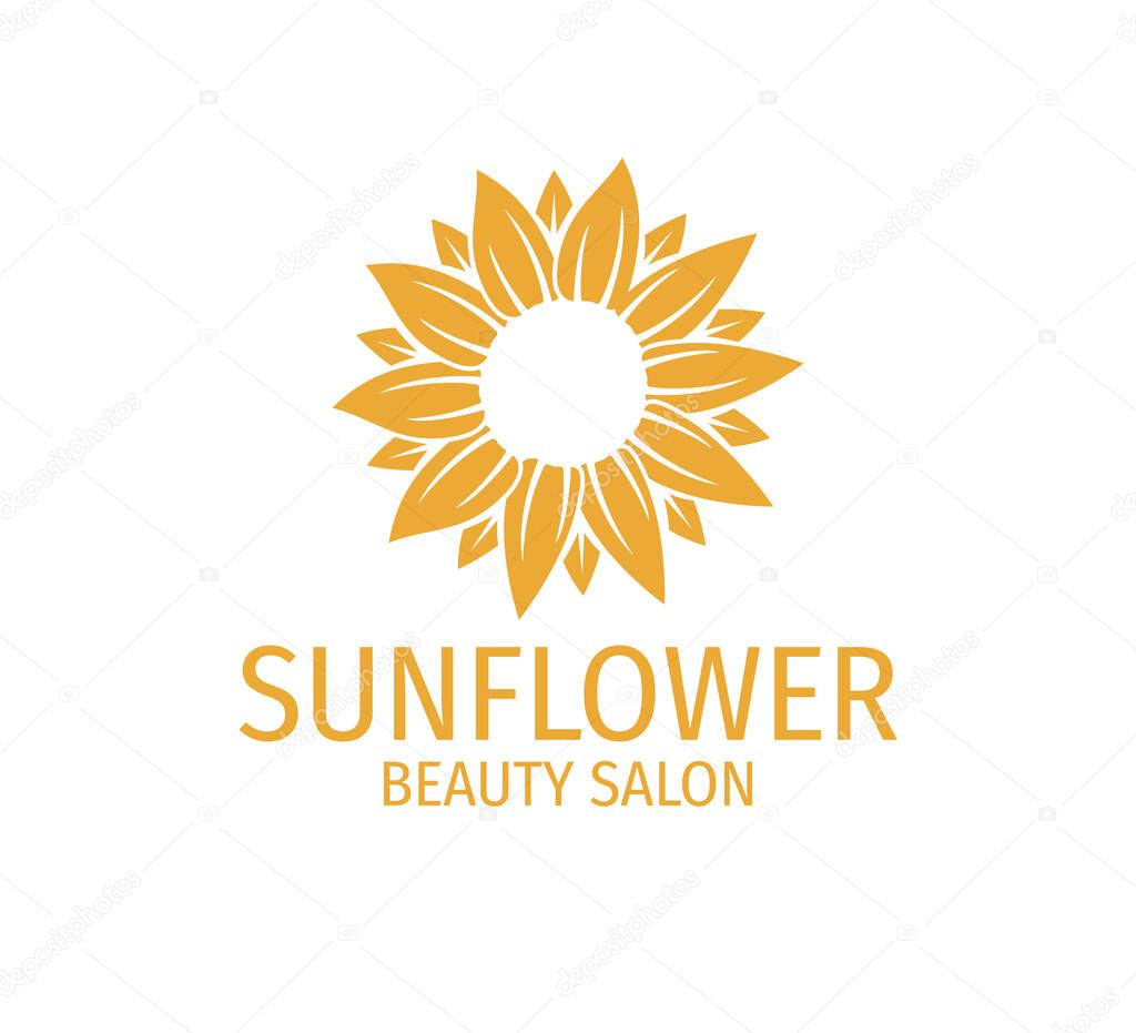 Yellow sunflower vector logo design template concept in white background