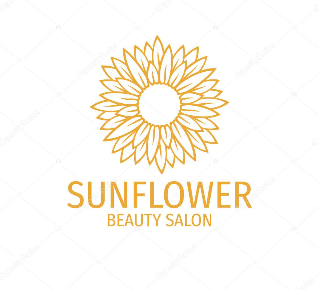Yellow sunflower vector logo design template concept in white background