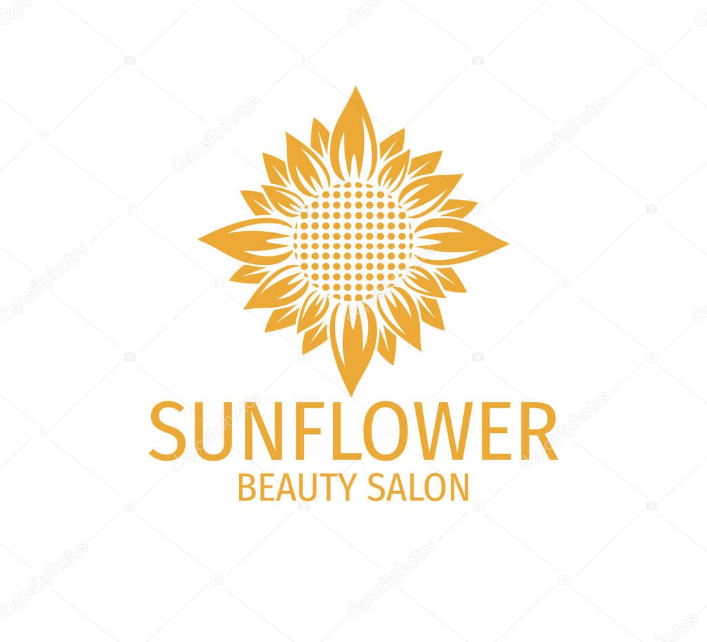 Yellow sunflower vector logo design template concept in white background