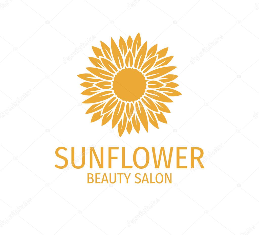 Yellow sunflower vector logo design template concept in white background