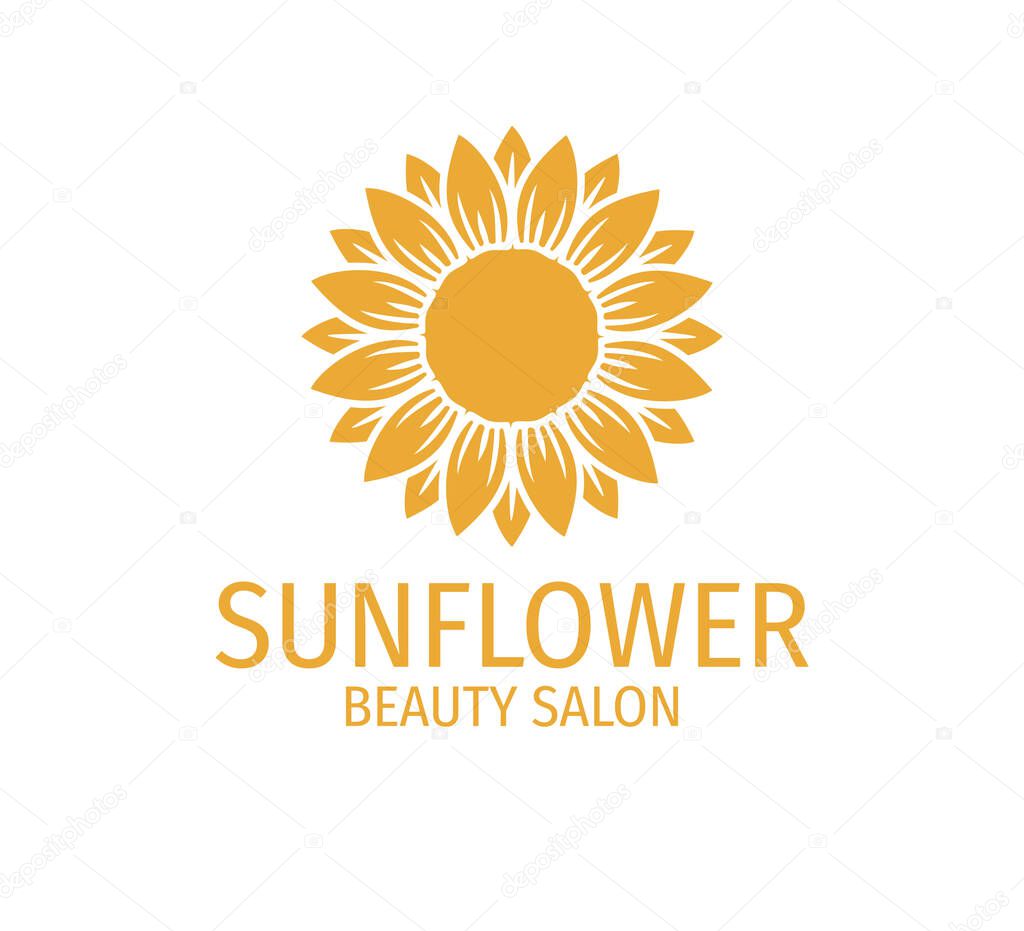 Yellow sunflower vector logo design template concept in white background