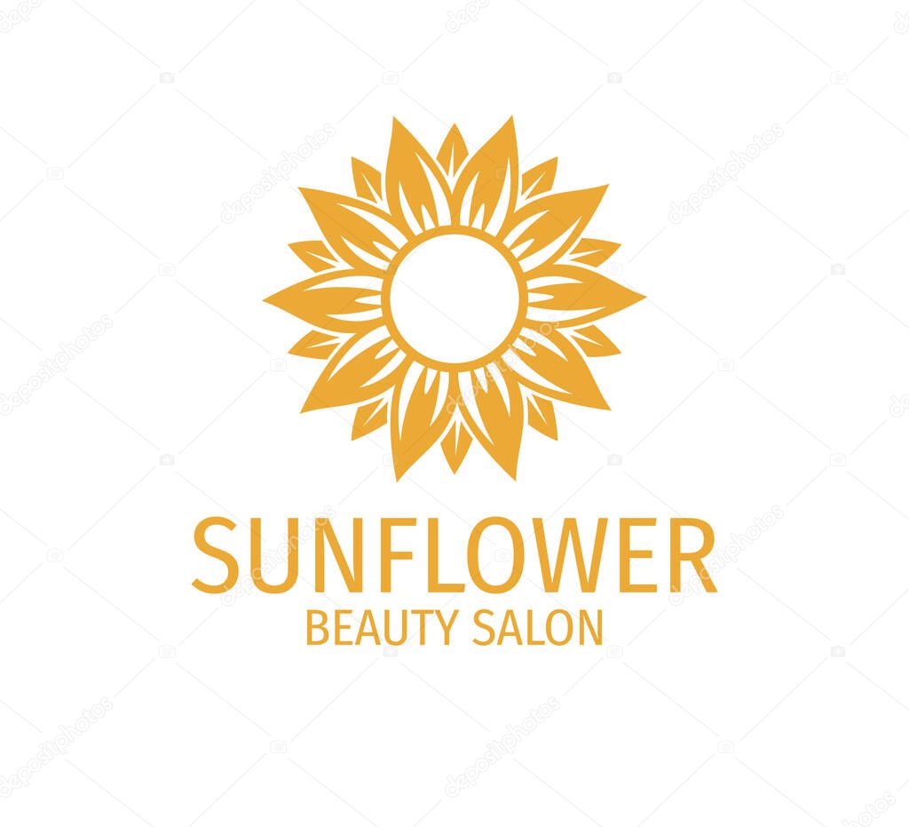 Yellow sunflower vector logo design template concept in white background