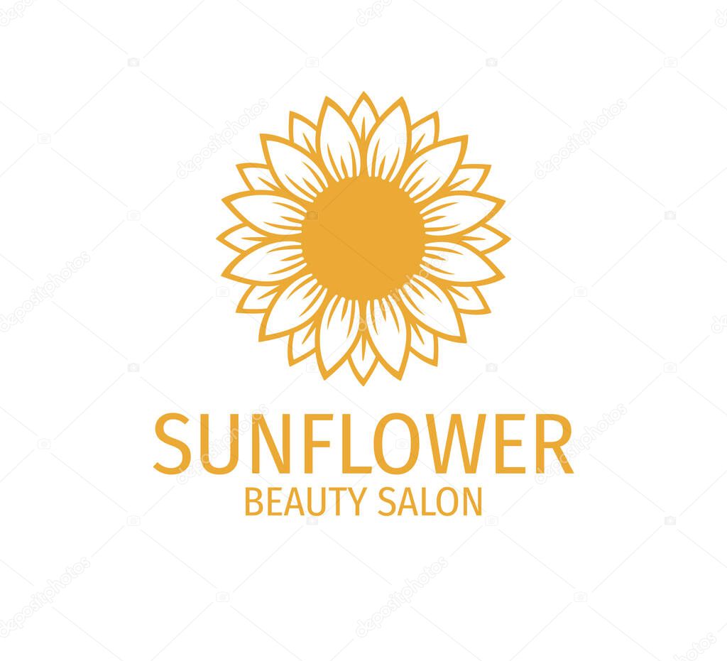 Yellow sunflower vector logo design template concept in white background
