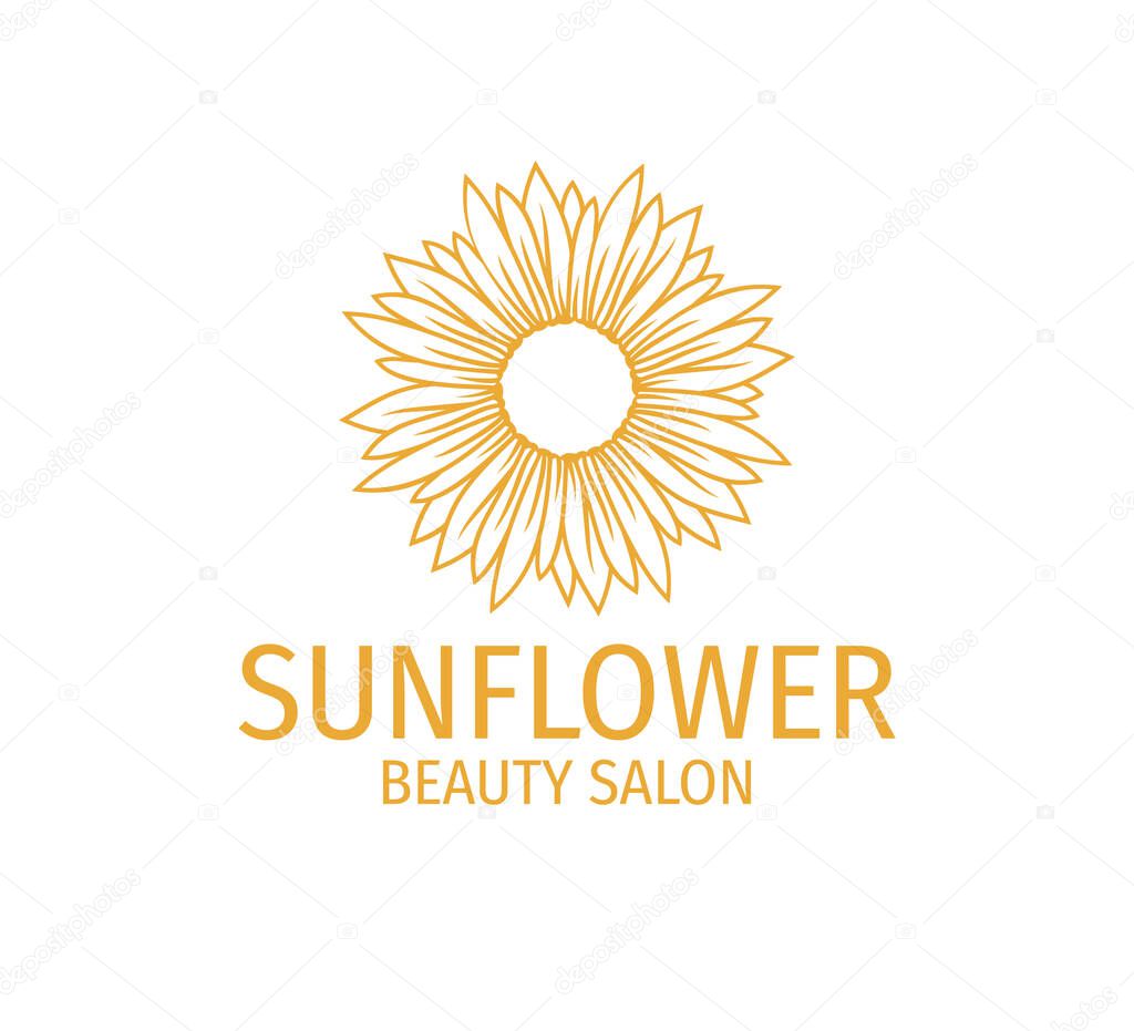 Yellow sunflower vector logo design template concept in white background