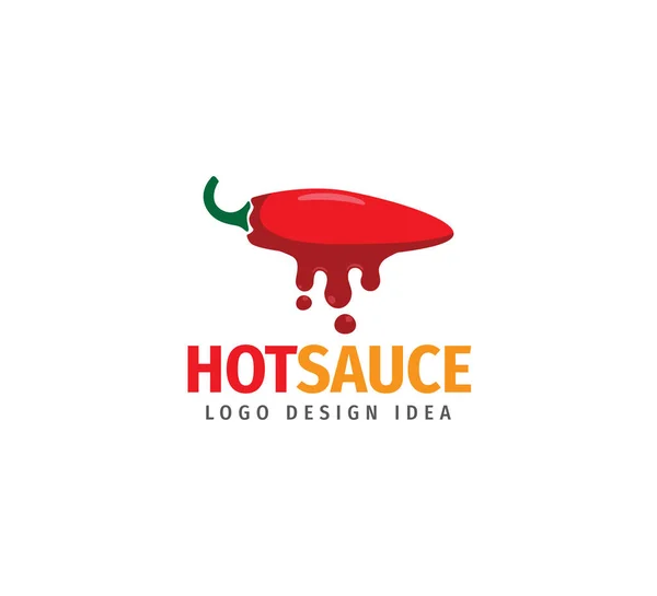 Red Hot Chilli Pepper Sauce Drop Vector Logo Design Template — Stock Vector