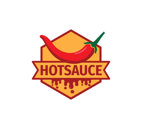 Rouge Piment Rouge Habanero Avec Sauce Goutte Vecteur Logo Modèle — Image vectorielle