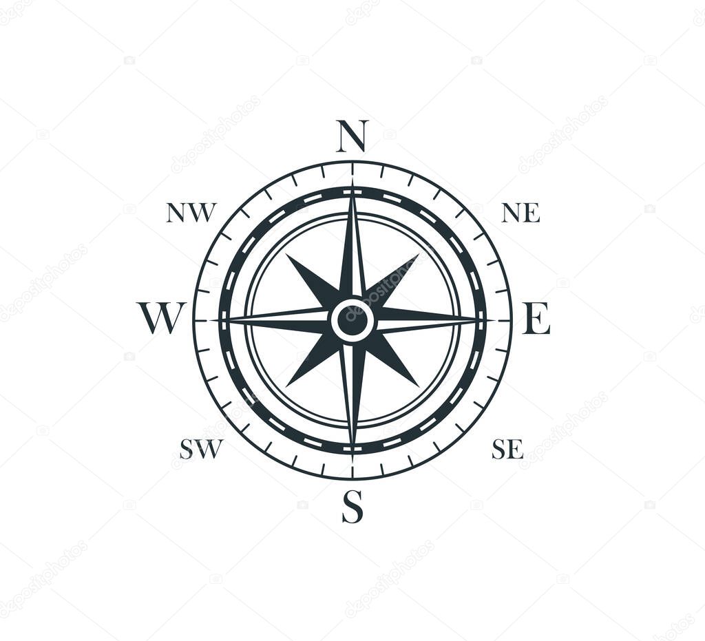 compass rose wind direction navigation position vector graphic design illustration template