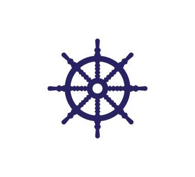 Gemi dümeni denizcilik yelkenli tekne temalı vektör logosu tasarım şablonu