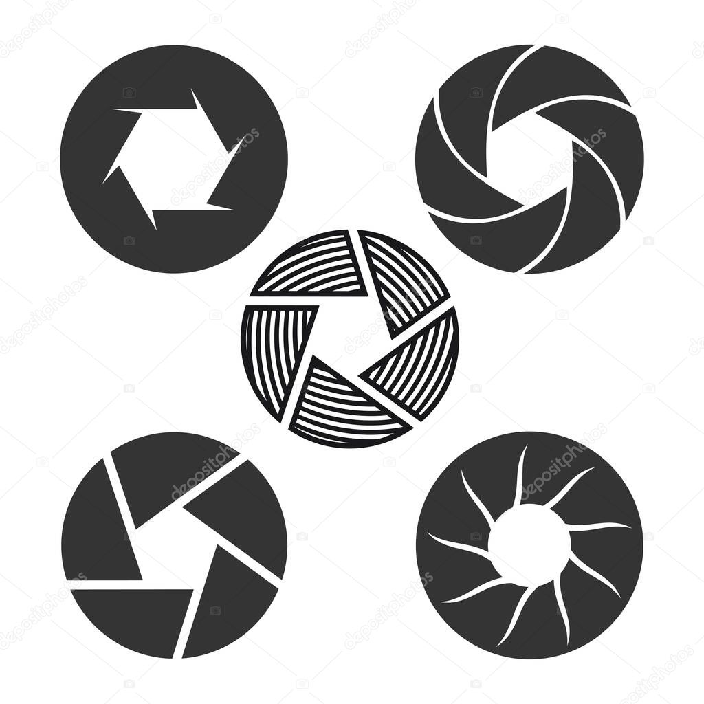 camera diaphragm lens vector logo design template