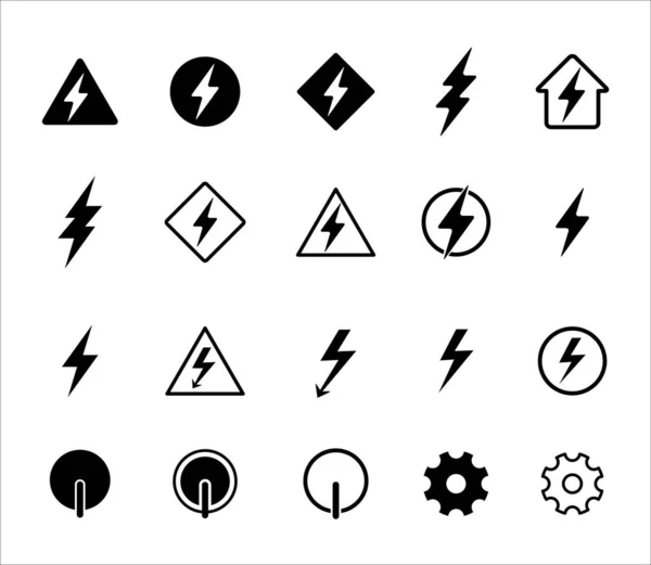 Icono Eléctrico Conjunto Plantillas Diseño Vectorial Paquete Símbolo Energía Eléctrica — Vector de stock