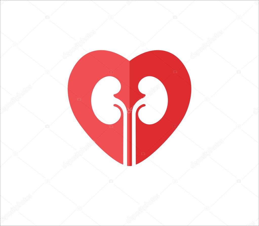 Kidney and blood disease health awareness and charity vector logo design template idea or inspiration