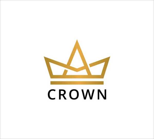 Simple Corona Plana Oro Símbolo Lujo Alta Calidad Icono Logotipo — Vector de stock