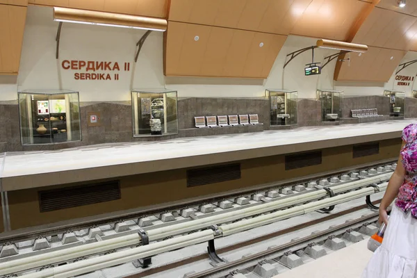 Vista Della Stazione Della Metropolitana Metropolitana Durante Costruzione Sofia Bulgaria — Foto Stock