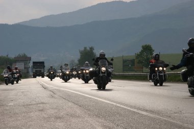 Motosiklet binici Sofya, Bulgaristan tarafından moto sezon başında Mayıs 14, 2008 de yol grubu.