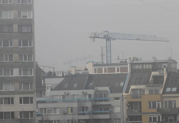 Fijne stoflucht in de stad en Pm2.5 stof. Stadsafval — Stockfoto