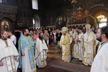 A bishops performing liturgy in an Eastern Orthodox church St. S