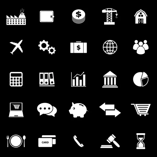 Economy icons on black background — Stock Vector