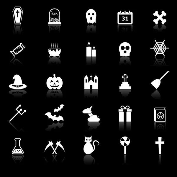 Halloween ikoner med speglar på svart bakgrund — Stock vektor