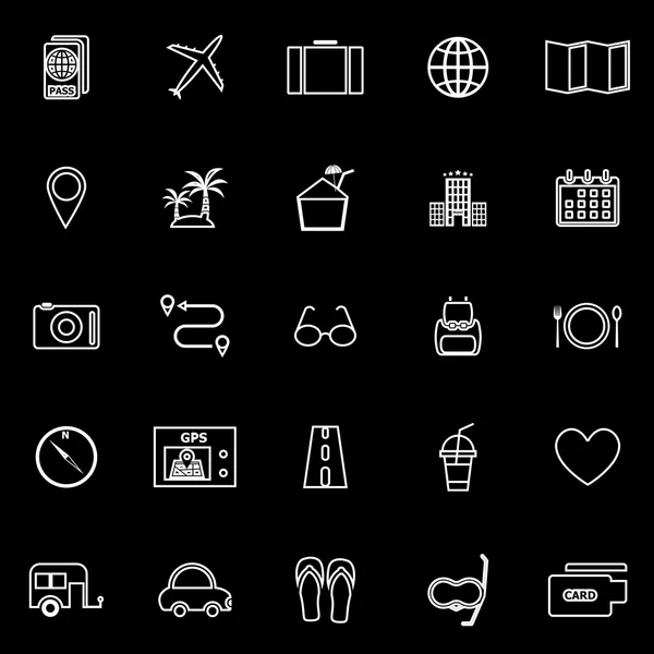 Trip line icons on black background — Stock Vector