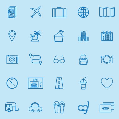 Gezi hattı renk simgeleri mavi zemin üzerine