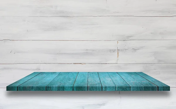 Parte superior de estante de madera azul —  Fotos de Stock