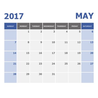 2017 hafta başlar Pazar günü takvimi