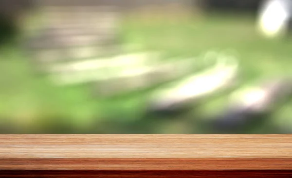 Najlepsze na tle bokeh zielony stół z drewna — Zdjęcie stockowe