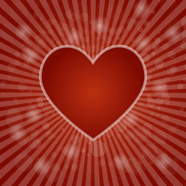 Corazón rojo sobre fondo bokeh abstracto — Vector de stock