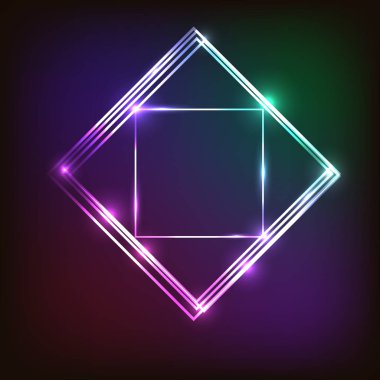 Kareler ile soyut renkli neon arka plan