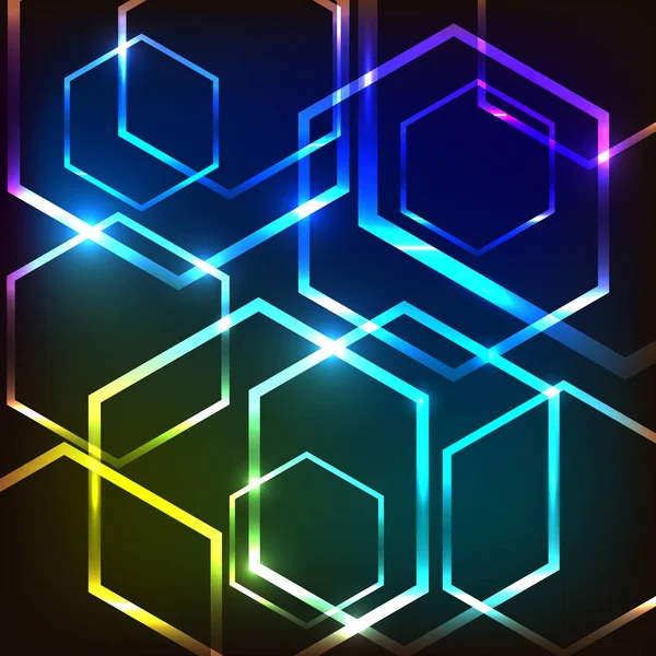 Абстрактный красочный светящийся фон с шестиугольниками — стоковый вектор