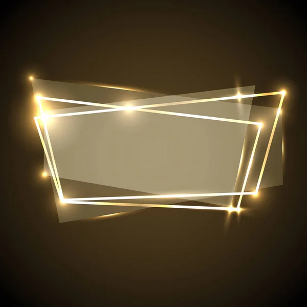 Abstract background with gold neon banner — Stock Vector