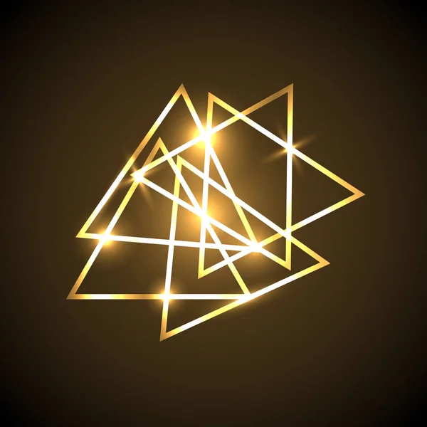Abstraktní pozadí zlatých neon trojúhelníky — Stockový vektor