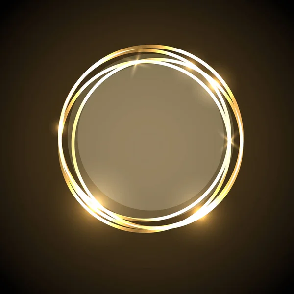 ゴールド ネオン円バナーと抽象的な背景 — ストックベクタ