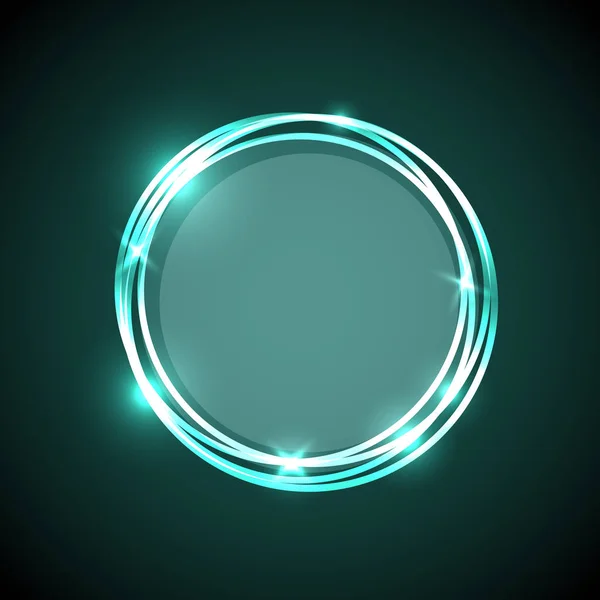 Abstracte achtergrond met groene neon cirkels banner — Stockvector