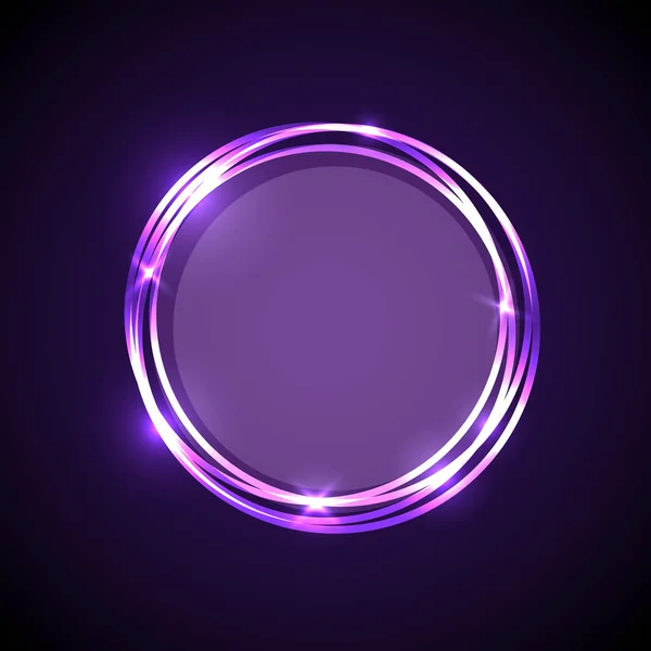 Abstracte achtergrond met paarse neon cirkels banner — Stockvector